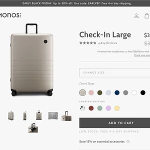 Monos Large Check In Luggagege